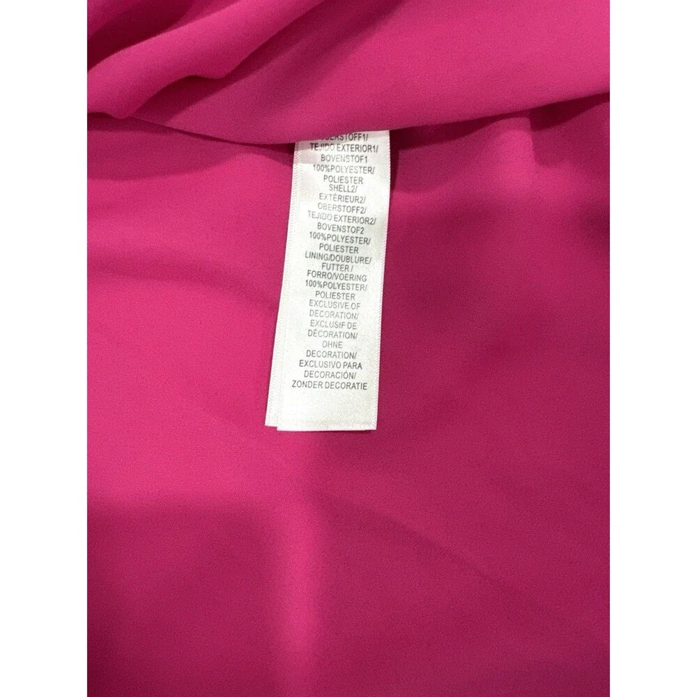 Adrianna Papell Bright Pink Midi Dress 8 Sleeveless Overlay Lace Strap Cocktail - Picture 8 of 10